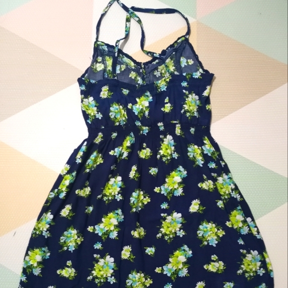 Vintage Hollister Floral Watercolor Navy Mini Dress size M - Picture 5 of 12